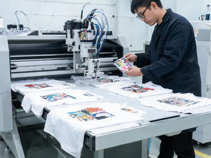 DTG printer output inspection with printed garments